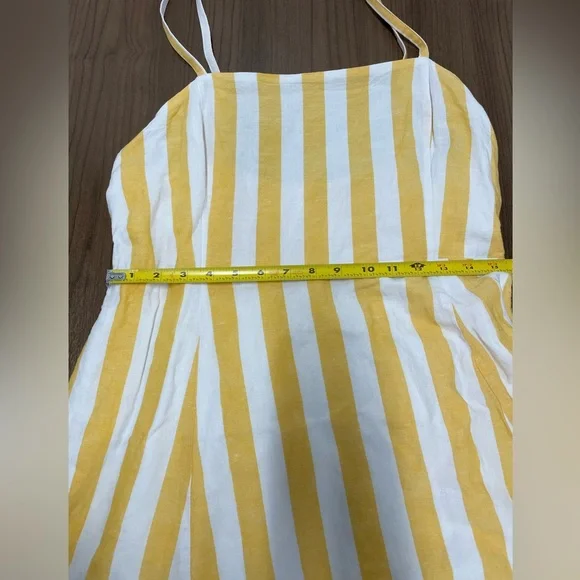 Women’s GAP Yellow and White Striped Square neck Midi Linen Blend Dress size 14 - Picture 10 of 13